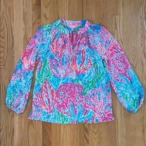 Lilly Pulitzer Elsa Silk Patterned Blouse
